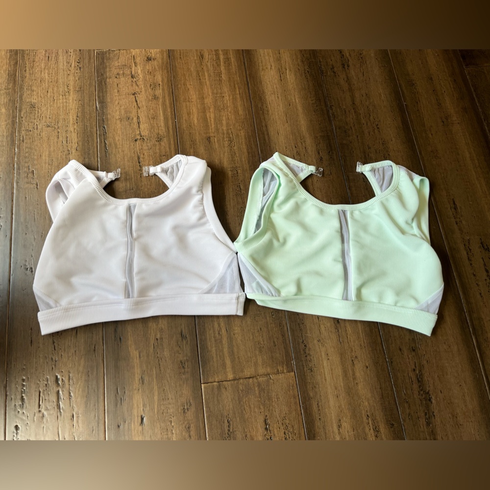 Custom dance tops - white and mint